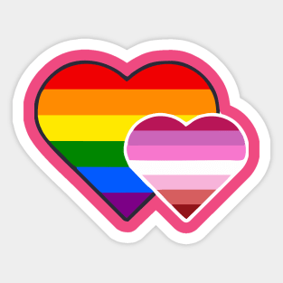 Lipstick Lesbian Double Heart Sticker